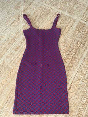 American Apparel Blue and Red Chevron Mini Dress